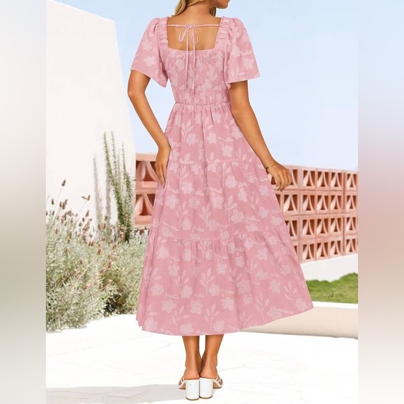 Zesica - Women's Summer Boho Floral Midi Dress, Size Small, Pink - Picture 2 of 4